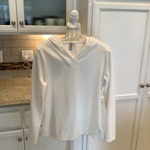 White Hooded Fleece Long Sleeve Top Size Large Butter Fleece